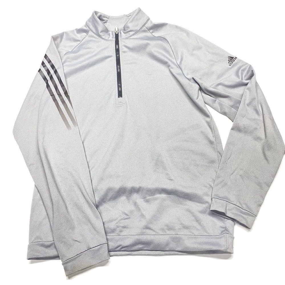 ADIDAS GOLF 3 Stripe 1/4 Zip Golf Pullover Black,Gray ADVR0807 Size S